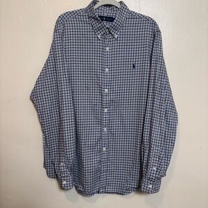 Ralph Lauren Mens Shirt Long Sleeve Button Down Plaid Brown Blue Size‎ XXL